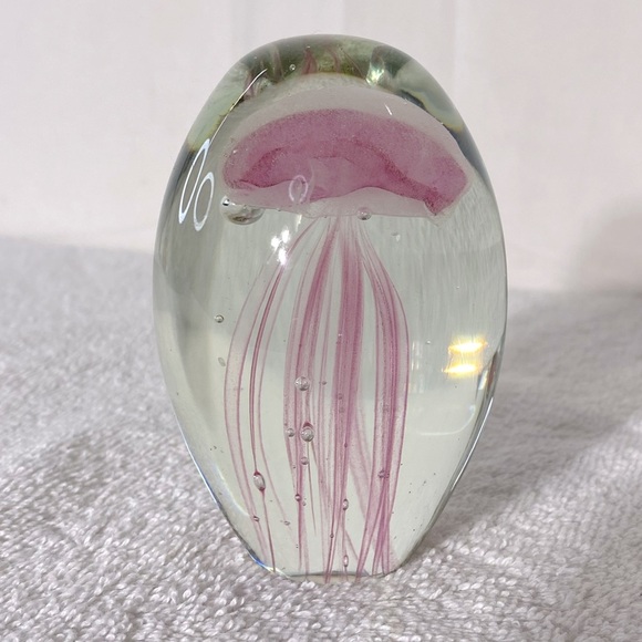 Vintage 1951 Dynasty Gallery Pink Jellyfish Glass Art Paperweight - Picture 1 of 10